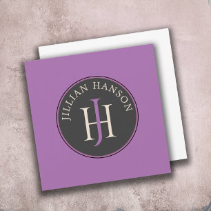 Vintage Personal Monogram Name Logo Pale Purple Card