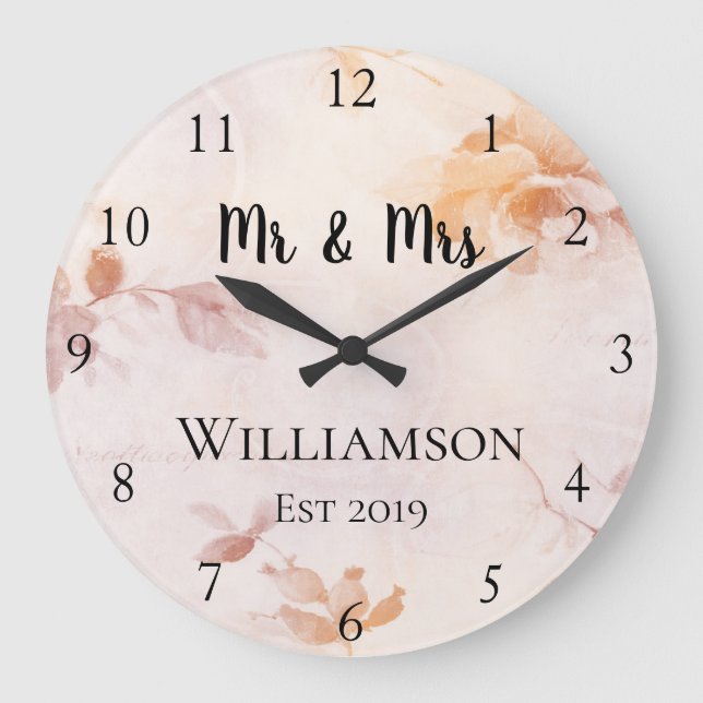 Vintage Personalised Antique Floral Custom Large Clock (Front)