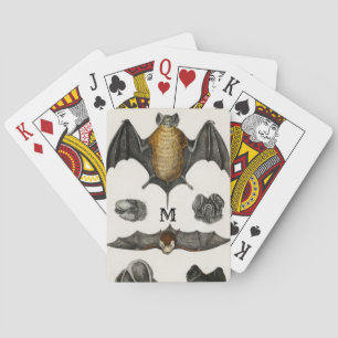 Vintage Personalised Bats Gift Illustration Button Playing Cards