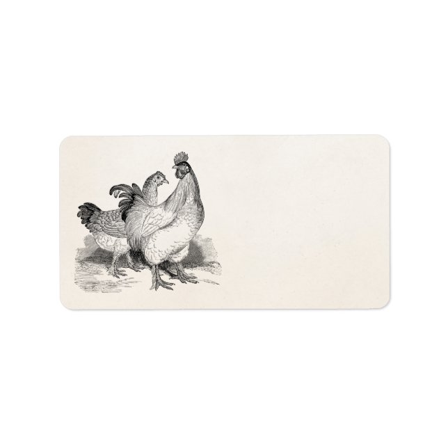 Vintage Personalised Chicken Rooster Cochin Birds Label (Front)