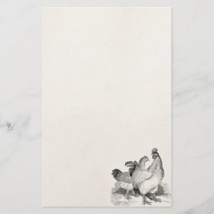 Vintage Personalised Chicken Rooster Cochin Birds Stationery