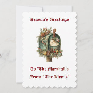 Vintage Personalised Flat Christmas Card
