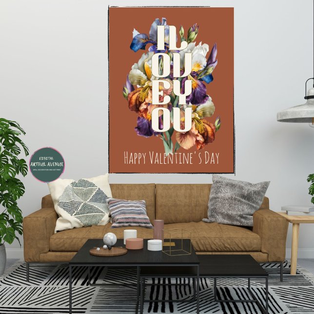 Vintage Personalised I Love You Flower Valentine  Poster (Creator Uploaded)
