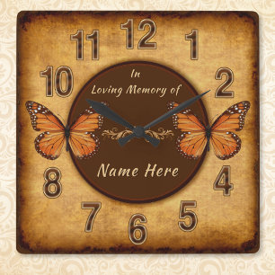Vintage Personalised In Loving Memory Gifts Square Wall Clock