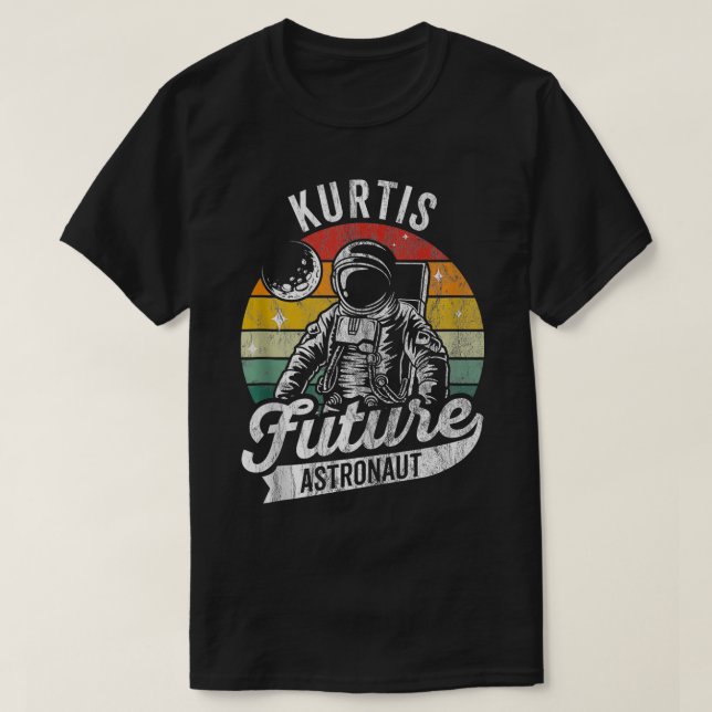 Vintage Personalised Kurtis Future astronaut Space T-Shirt (Design Front)