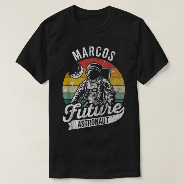 Vintage Personalised Marcos Future astronaut Space T-Shirt (Design Front)