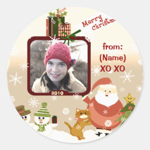 Vintage Personalised Photo Christmas Stickers