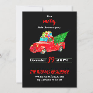 Vintage Personalised Red Truck Christmas Invitation