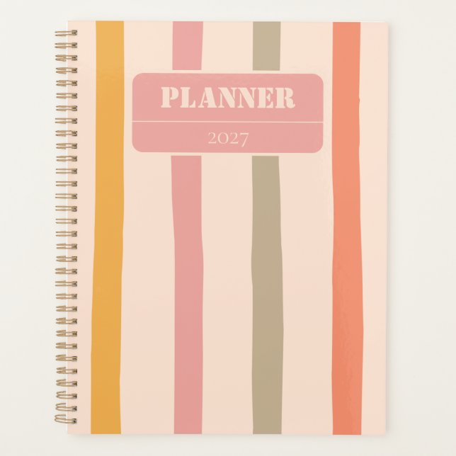 Vintage Personalised Striped  Planner (Front)