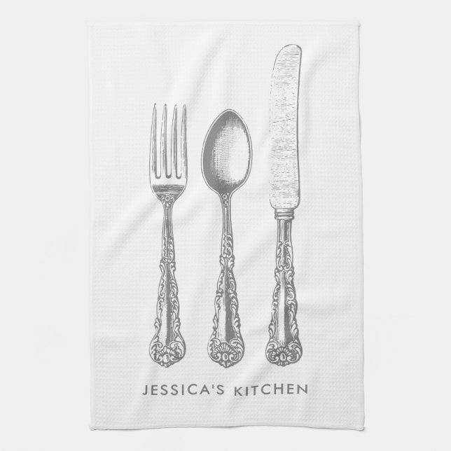 Vintage personalised template tea towel (Vertical)
