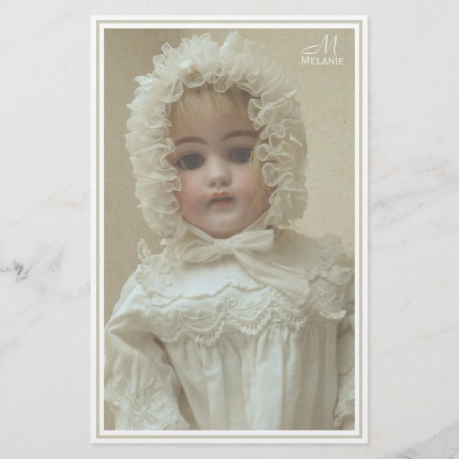 Vintage Personalised Victorian Antique Girl Doll Stationery (Front)