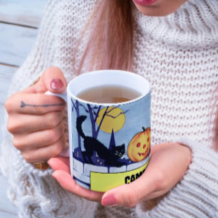 Vintage Personalizable Cats Pumpkin Halloween Mug