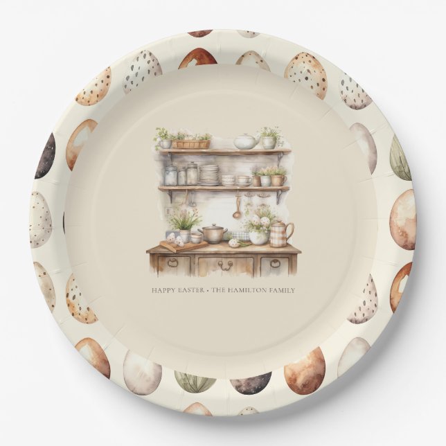 Vintage Personalized Easter Paper Plate (Front)