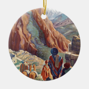 Vintage Peru of the Incas via Pan American Travel Ceramic Tree Decoration