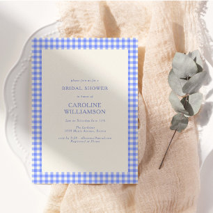 Vintage Perwinkle Blue Gingham Plaid Bridal Shower Invitation