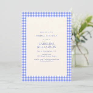 Vintage Perwinkle Blue Gingham Plaid Bridal Shower Invitation