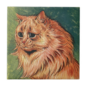 Vintage Pet Animals, Long Haired Orange Cat Tile