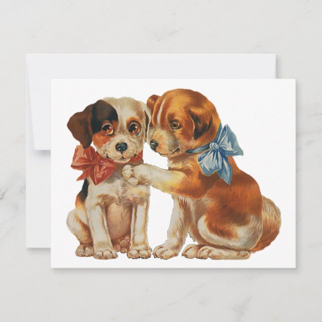 Vintage Pet Animals, Puppy Love Puppies with Bows (Front)