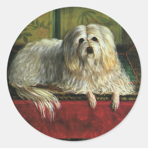 Vintage Pet Animals, Shaggy Sheepdog Dog Classic Round Sticker