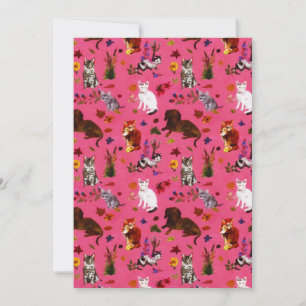 Vintage Pet Cat Dogs Floral Garden Party Holiday Card