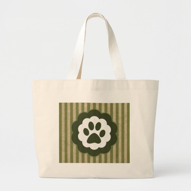vintage pet paw large tote bag (Front)