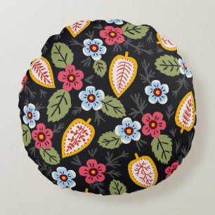 Vintage Petals Multicolored Round Cushion