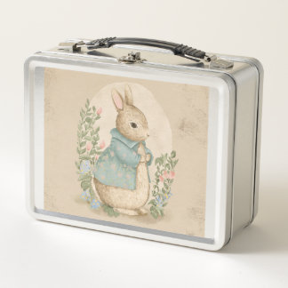 vintage peter bunny with flowers metal lunch box