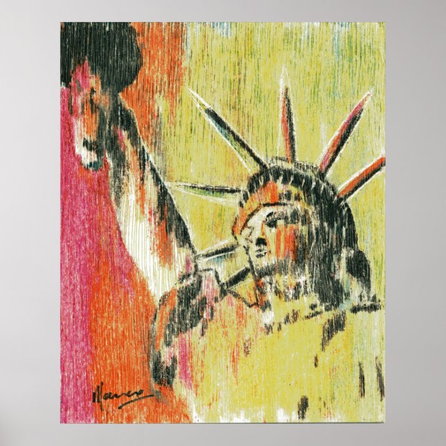 Vintage Peter Max style Statue of Liberty Poster (Front)