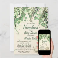 Neverland baby 2025 shower invitations
