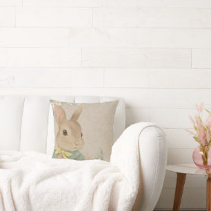 vintage peter rabbit with flowers cushion