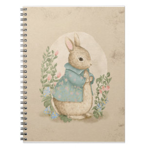 vintage peter rabbit with flowers notebook