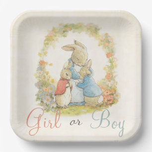 Vintage Peter The Rabbit Gender Reveal Boy Girl  Paper Plate