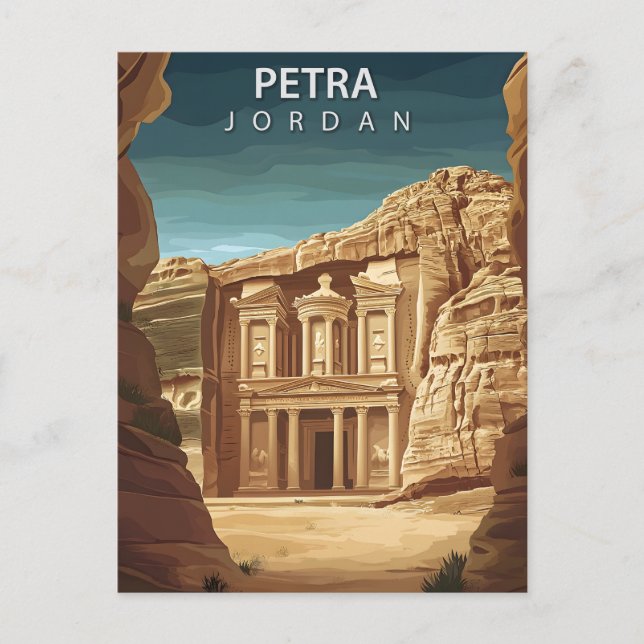 Vintage Petra Jordan Ancient Ruins Postcard (Front)