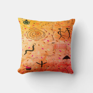 Vintage Petroglyphs Throw Pillow