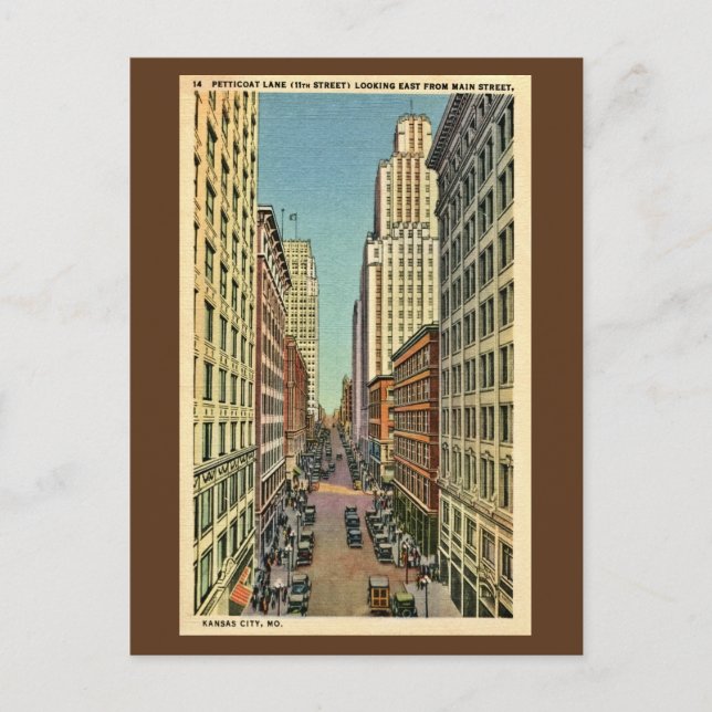 Vintage Petticoat Lane Kansas City, MO Postcard (Front)