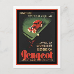 Vintage Peugeot Ad - Partout Comme sur un billard Postcard