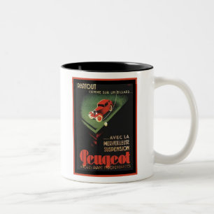 Vintage Peugeot Ad - Partout Comme sur un billard Two-Tone Coffee Mug