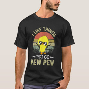 Vintage Pew Pew Witty Chicks Gaming Shooting Playe T-Shirt