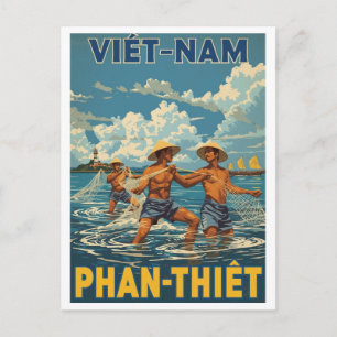 Vintage Phan Thiết Fishermen Postcard