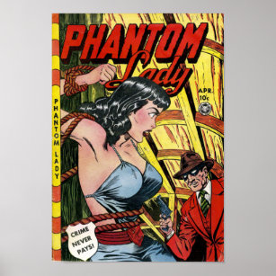 Vintage Phantom Lady Comic Book Poster
