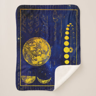 Vintage Phases of the Moon Saturn Jupiter Venus Sherpa Blanket