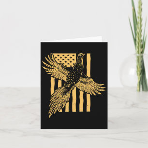 Vintage Pheasant Bird Hunter American Flag Hunting Card