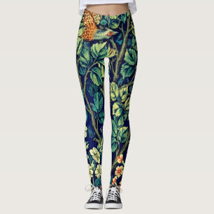 Vintage Pheasant Floral William Morris Style Leggings