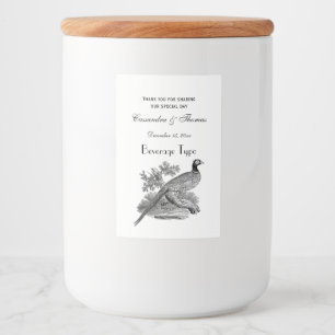 Vintage Pheasant Game Bird Drawing BW Food Label