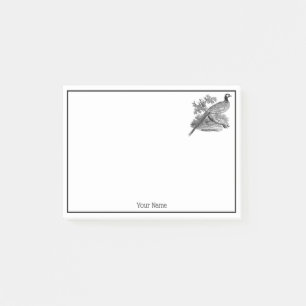 Vintage Pheasant Game Bird Drawing BW Post-it Notes