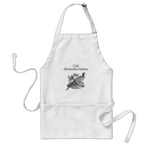 Vintage Pheasant Game Bird Drawing BW Standard Apron
