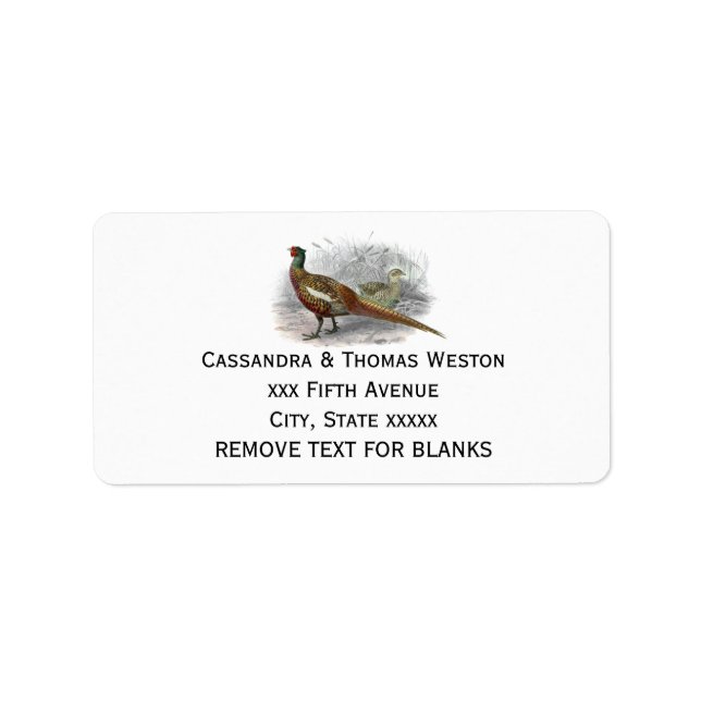 Vintage Pheasant Game Bird Drawing Colour #2 Label (Front)