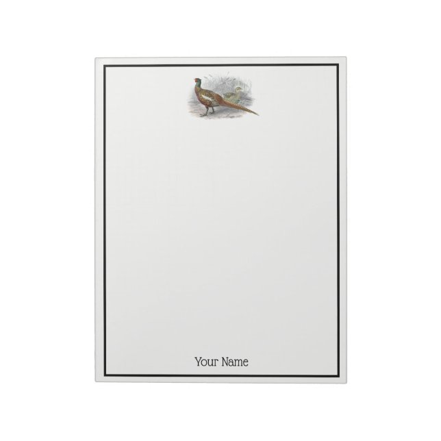 Vintage Pheasant Game Bird Drawing Colour #2 Notepad (Rotated)