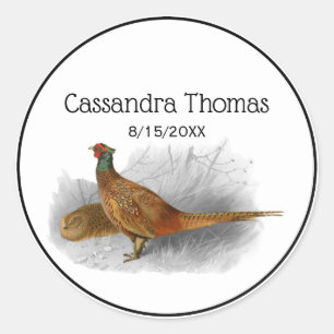 Vintage Pheasant Game Bird Drawing Colour #3 Classic Round Sticker