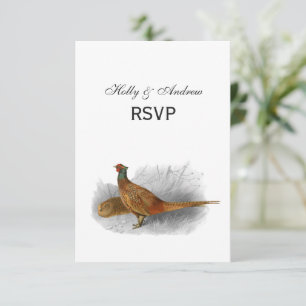 Vintage Pheasant Game Bird Drawing Colour #3 RSVP Card